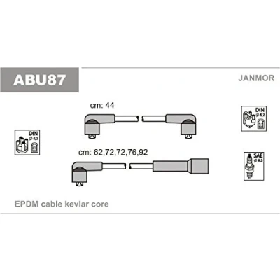 Afbeelding van JANMOR ABU87 Bougiekabelset AUDI: Coupe B2, 100 C3 Saloon, 80 B2