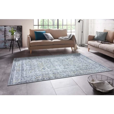 Afbeelding van Vintage Tapijt/Vloerkleed Daman Zilver/blauw 160x230 Cm