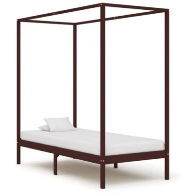 Afbeelding van Hemelbedframe massief grenenhout donkerbruin 90x200 cm