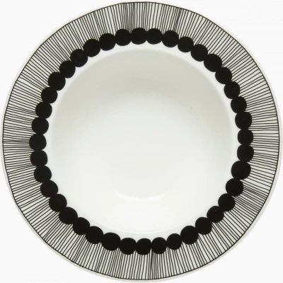 Afbeelding van Marimekko Oiva Siirtolapuutarha Diep Bord 20cm Wit Zwart
