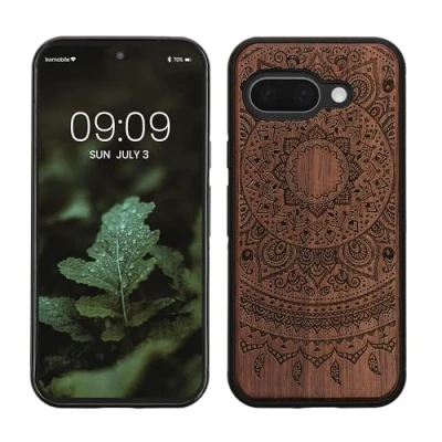 Afbeelding van kwmobile Hoes compatibel met de Google Pixel 9a hoes, harde schokbestendige beschermhoes TPU frame donkerbruin