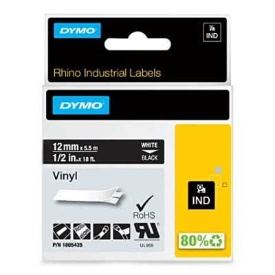 Afbeelding van Dymo 1805435 Tape Wit op zwart (12 mm)