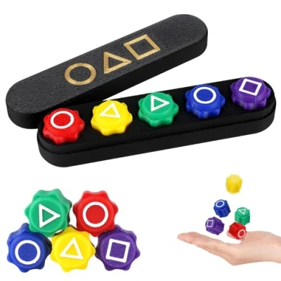 Afbeelding van Vicloon Gonggi Koreaans spel, kleurrijke stenen, mini opblaasbaar, Jack Stone Pebbles Fun &amp; coördinatietraining voor kinderen en volwassenen, spelletjes opblazen, rechthoekig