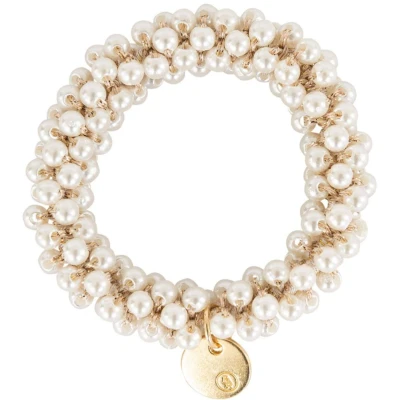 Afbeelding van BR Haarelastiek Beads set/2 White Pearl One Size