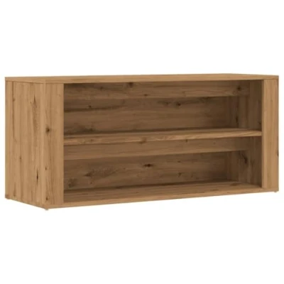 Afbeelding van Schoenenbankje 100x35x45 cm bewerkt hout artisanaal eikenkleur