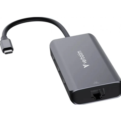 Afbeelding van Verbatim HUB USB C 6POORTS RJ45 (USB C, 6 Havens), Docking station + hub, Grijs
