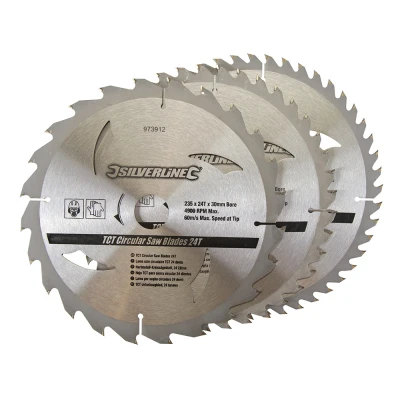 Afbeelding van Silverline TCT cirkelzaagblad, 16, 24, 30 tanden, 3 pak 135 x 12,7 10 mm ringen
