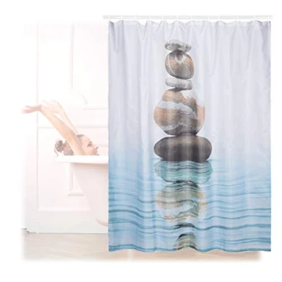 Afbeelding van Relaxdays douchegordijn stenen water 180 x cm anti schimmel badkamer gordijn bad