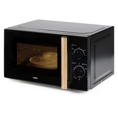 Afbeelding van Domo Microgolfoven, 25,5 Cm, 20 L, Zwart Met Houtlook Afwerking Microgolfoven