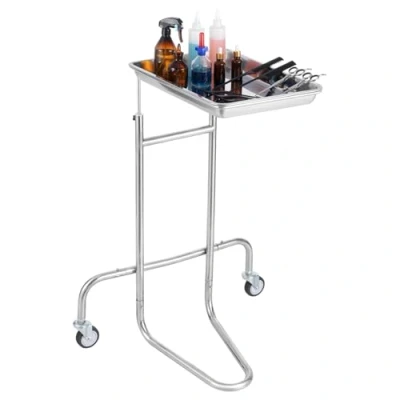 Afbeelding van VEVOR 55 x 66 136 cm Laboratoriumwagen, met Laden, Draagvermogen 8 kg, Handgreep,Vier TPR Zwenkwielen, 360 Zwenk,voor Laboratorium, Ziekenhuis, Tandartspraktijk, Salon