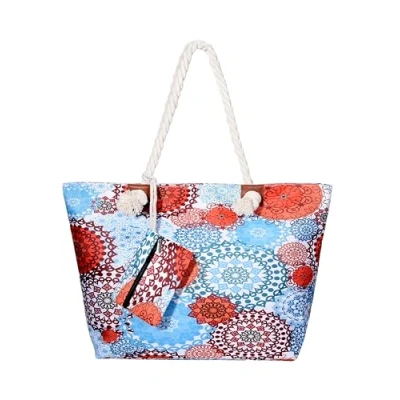 Afbeelding van Grote waterafstotende strandtas met rits Retro Chic