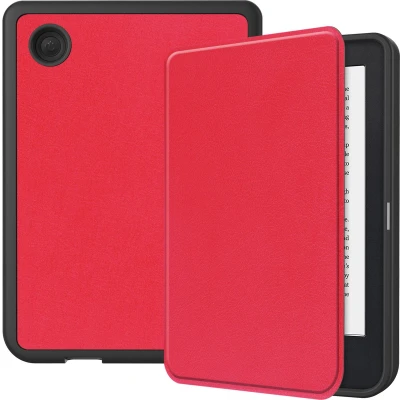 Afbeelding van E reader Hoes geschikt voor Kobo Clara 2E Sleepcover Auto/Wake functie Magnetische sluiting Rood