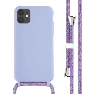 Afbeelding van iMoshion hoesje Geschikt voor iPhone 11 met koord Siliconen Paars