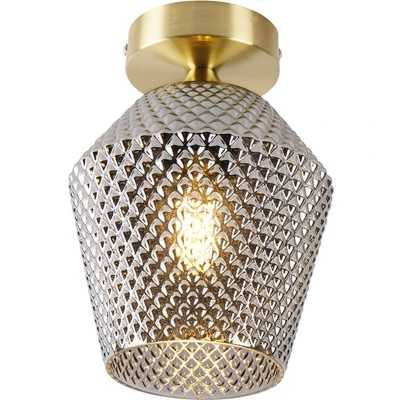Afbeelding van QAZQA Smart plafondlamp messing met smoke glas incl. Wifi A60 Karce