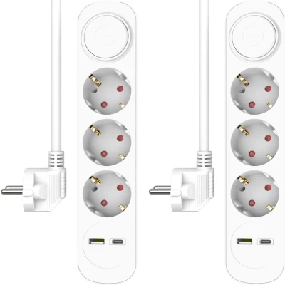 Afbeelding van ELRO ES303 Stekkerdoos 5 voudig met 1,5m snoer en schakelaar 3x stopcontact + USB C Kinder