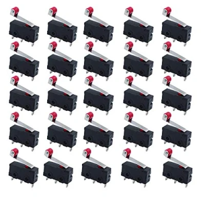 Afbeelding van HUAZIZ 25 stuks 250 V 5 A SPDT 1NO 1 NC Momentary Rolscharnier Micro Schakelaar 3 Pin Eindschakelaar met Tijdelijke Hendel Arm Snap Action Scharnier Mini