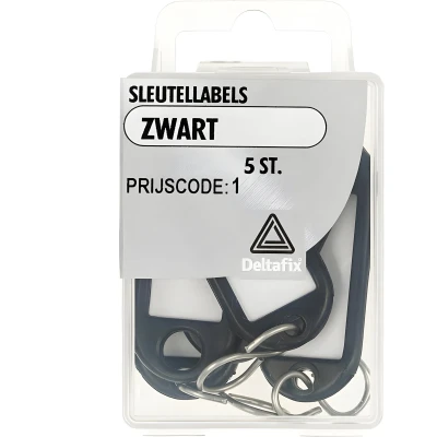 Afbeelding van Sleutellabels zwartx 5st Deltafix