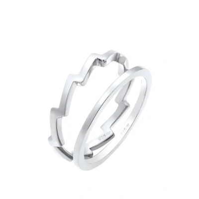 Afbeelding van Elli 2 PACK Basic Ring silvercoloured, Dames, Maat: 54, Silver coloured