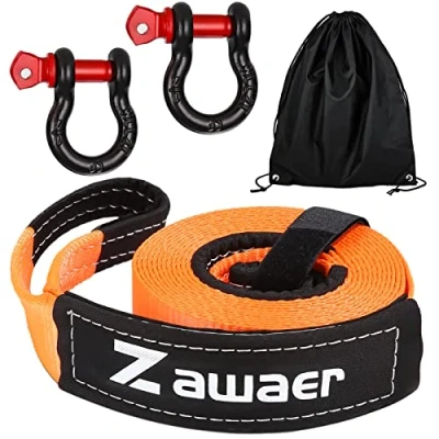 Afbeelding van Zawaer Sleeptouw voor auto, 10T sleepriem, met beugel hoge sterkte, breukvastheid van 26,455 lbs, noodsleeptouw 5 m x cm opbergtas, veiliger