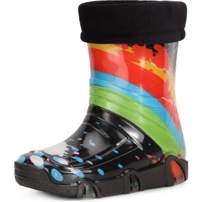 Afbeelding van Ladeheid Kinder Regenlaarzen Rubber Hoog PVC Waterdicht LA ZT Szuwarek2020 Zwart patroon 34 27/28