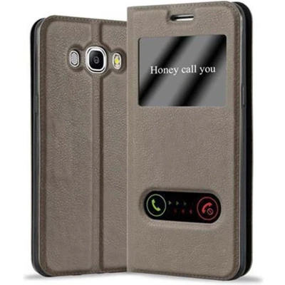 Afbeelding van Cadorabo Hoesje geschikt voor Samsung Galaxy J7 2016 in STEEN BRUIN Beschermhoes met magnetische sluiting, standfunctie en 2 kijkvensters Book Case Cover Etui