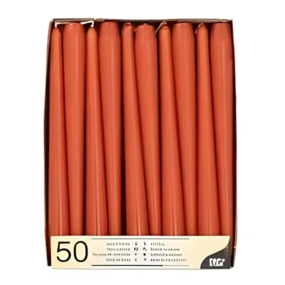 Afbeelding van PAPSTAR 50 kandelaarskaarsen, diameter 2,2 cm, 25 roestkleurig