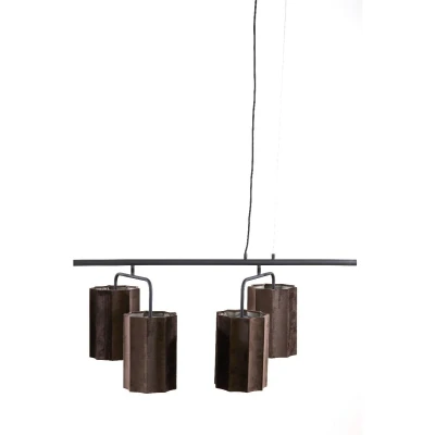 Afbeelding van Light&amp;living Hanglamp 6L 160x50x25 cm EDISA velvet donker bruin+mat zwart