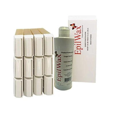 Image de EpilWax Lot de 12 x Roll On Cire Epilation au Miel + 100 Bandes d&#039;Épilation Huile après Épilation Jambes, Aisselles, Corps Facile à étaler et Retirer