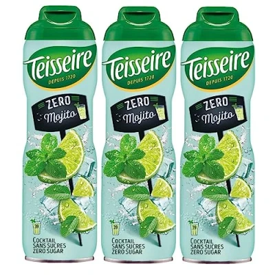 Image de Teisseire Zéro Sucre, Sirop Saveur Mojito pour Cocktail et sans Alcool, Boisson rafraîchissante, Bidon 3x60cl