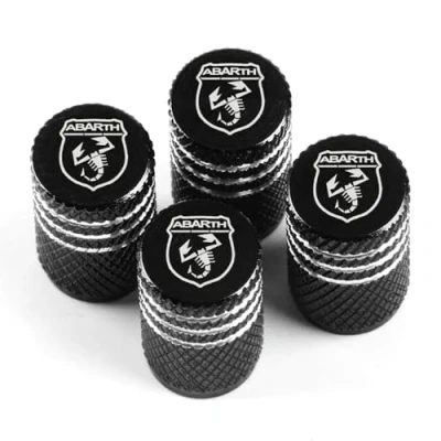Afbeelding van LyTTuu Lot de 4 bouchons valve voiture pour Abarth 595 500 124, capuchons pneu anti fuite, poussière, accessoires pièces, noir