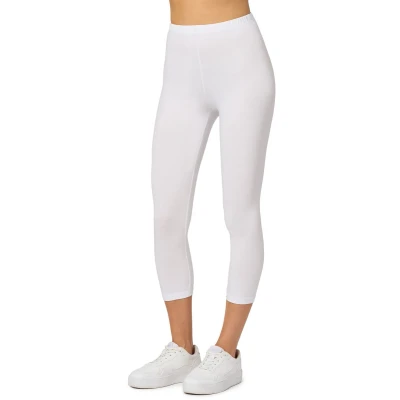 Afbeelding van Merry Style MS MS10 199 LE Dames Capri Leggings Sport Vrijetijdsbroek 3/4 Lengte Katoen Sporbroek Yogabroek Wit XXL