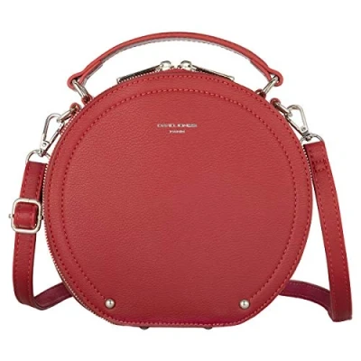 Afbeelding van David Jones Ronde schoudertas voor dames handtas gedragen schouder van hard PU leer tas met handvat, crossbody stad mode Elegant schattig casual, Rood,