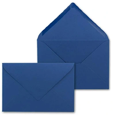 Afbeelding van FarbenFroh by Gustav Neuser 75 enveloppen met golfsnede, donkerblauw, DIN C6, 114 x 16,2 cm, golfrand, natte plakrand