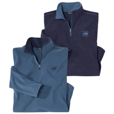 Afbeelding van ATLAS FOR MEN Set van 2 microfleece truien voor heren licht en zacht perfect de winter verkrijgbaar in grote maten M tot 5XL, Atlantisch blauw, marineblauw