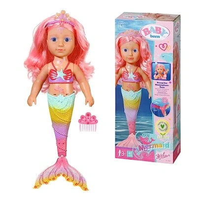 Afbeelding van BABY born Little Sister Zeemeermin Roze Babypop 46 cm
