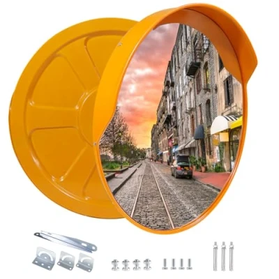 Afbeelding van CCLIFE Convexe Spiegel, 30/45 / 60cm Verkeersspiegel, Veiligheidsspiegel voor opritten uitritten van garages, Ondersteuning binnen en buiten