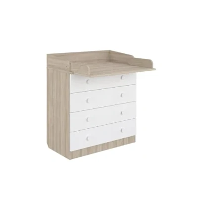 Afbeelding van Shefa Aankleedcommode 800 Kids Ulme wit praktische commode met 4 laden