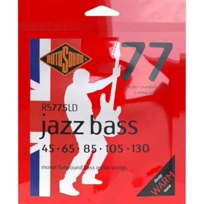 Afbeelding van Rotosound Bass Saiten RS775LD 45 130 Jass 77, Monel Flatwound Snarenset voor 5 string basgitaar
