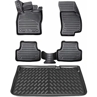 Afbeelding van ELMASLINE 3D Vloermatten &amp; Kofferbakmat voor CITROEN C4 (2021 2025) Benzine (onderste laadvloer) Automat Kofferbak Auto accessoires
