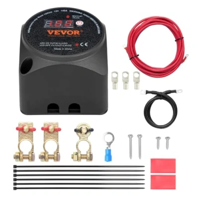 Afbeelding van VEVOR 12 V 140 A dubbele batterijisolatorset, handmatige en automatische modi, VSR spanningsgevoelig relais met lcd display, intelligente batterijisolator voor mountainbike, UTV, camper,