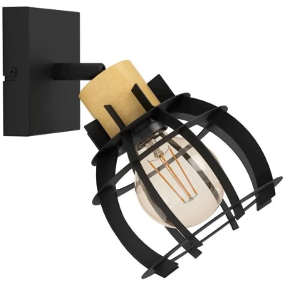 Afbeelding van EGLO Stillington Wand en Plafondlamp E27 Hout Zwart