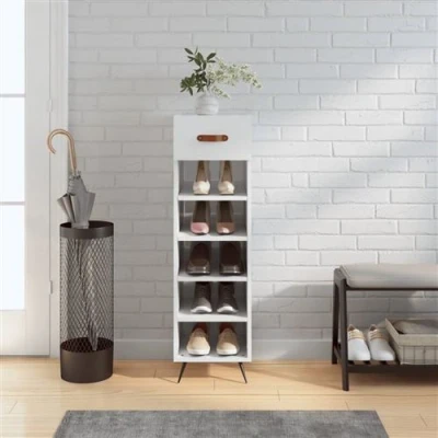 Afbeelding van vidaXL Schoenenkast 30x35x105 cm bewerkt hout hoogglans wit