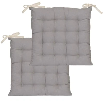 Afbeelding van Atout Ciel Lot de 2 Galettes Chaise carrées Bicolores 40x40cm, Beige/Gris