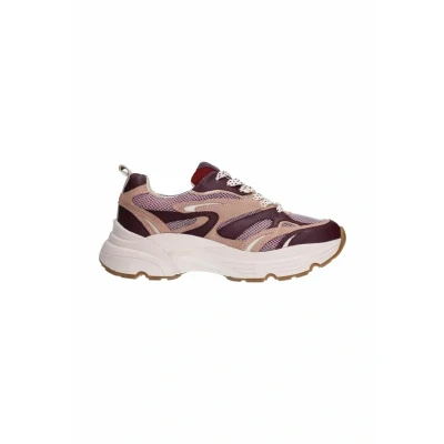 Afbeelding van Sacha Dames Paarse leren sneakers met rode details Maat 40