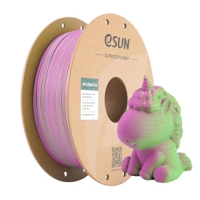 Afbeelding van eSUN mat dubbel gekleurd filament, PLA filament 1,75 mm, kleur zonder glans, matte textuur, 1 kg spoel (2,2 lbs) 3D printerfilament voor printers, groen roze