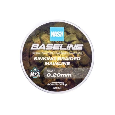 Afbeelding van Nash TT Baseline Sinking Braid Camo Gevlochten lijn 20lb/0.20mm (1200m)