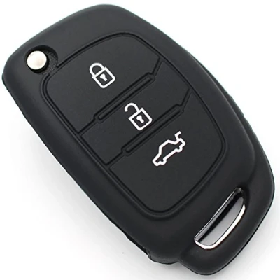 Afbeelding van Finest Folia siliconen hoes voor autosleutels met 3 knoppen, zwart