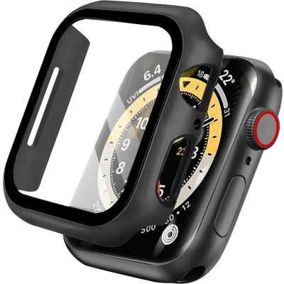 Afbeelding van iMoshion Screen Protector Geschikt voor Apple Watch Series 7 / 8 9 41 mm Full Cover Hard Case Hoesje Zwart