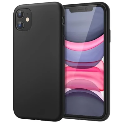 Afbeelding van JETech Beschermhoes van siliconen voor de iPhone 11 (2019) 6,1“, rondom bescherming, zijdezacht gevoel, zachte binnenvoering microvezelstof, stootvast, zwart