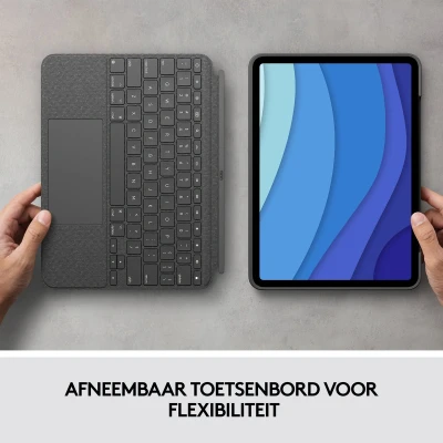 Afbeelding van Logitech Combo Touch Apple iPad Pro 11 inch (2022/2021/2020) Toetsenbord Hoes AZERTY Grijs